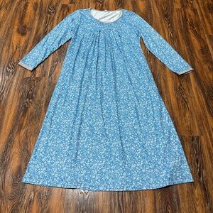 Women’s Size M Blue Floral Pocket Nightgown Mumu House Dress Pajamas Ekouaer